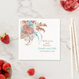 ウォーターカラーボホテラコッタフローラ結婚ズ スタンダードカクテルナプキン