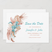 ウォーターカラーボホテラコッタフローラ結婚ズ セーブザデート (正面/裏面)