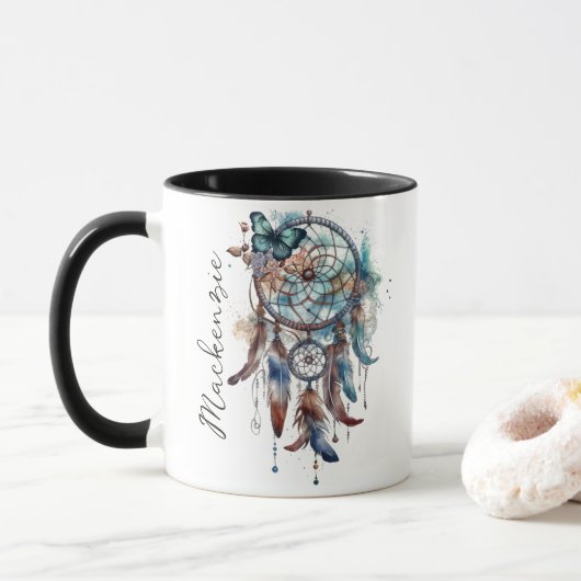 ウォーターカラーボホドリームキャッチャー マグカップ (ドーナツ)