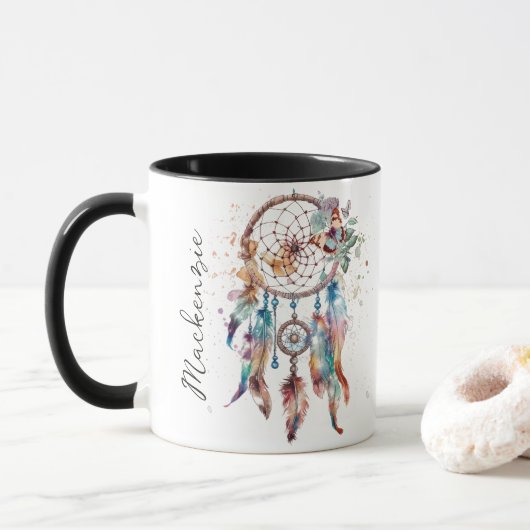 ウォーターカラーボホドリームキャッチャー マグカップ (ドーナツ)