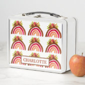 ウォーターカラーボホパステルキッズガールフローラレインボー メタルランチボックス (インサイチュ)