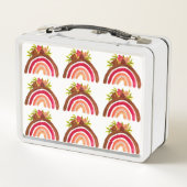 ウォーターカラーボホパステルキッズガールフローラレインボー メタルランチボックス (裏面)
