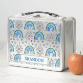 ウォーターカラーボホパステルブルーボーイナーブレインボー メタルランチボックス (インサイチュ)