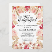 ウォーターカラーボホパンパスグラス婚約パーティ 招待状 (正面/裏面)