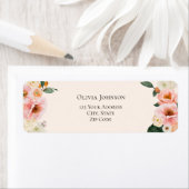 ウォーターカラーボホピンクフローラブライダルシャワー ラベル (インサイチュ)