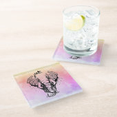 ウォーターカラーボホフォレストエレファント ガラスコースター (アングル)