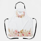 ウォーターカラーボホフローラパンパスグパーソナライズされたラス エプロン (正面)