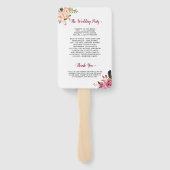 ウォーターカラーボホフローラフェザー結婚式 プログラム ハンドファン (裏面)