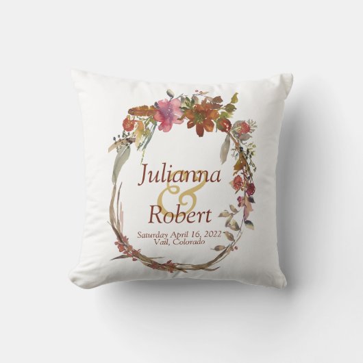 ウォーターカラーボホフローラ装飾用クッション クッション (正面)