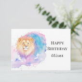 ウォーターカラーボホローラーライオン誕生日 カード (スタンド正面)