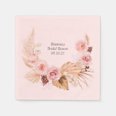 ウォーターカラーボホーフローラパンパスグラスブライダルシャワー スタンダードカクテルナプキン (正面)