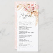 ウォーターカラーボホーフローラパンパスグラ結婚スディナー メニュー (正面/裏面)