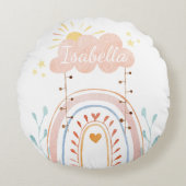 ウォーターカラーボホーレインボーキッズ子供部屋 ラウンドクッション (正面)