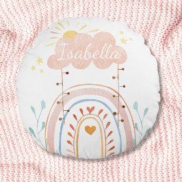 ウォーターカラーボホーレインボーキッズ子供部屋 ラウンドクッション