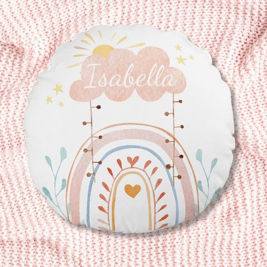 ウォーターカラーボホーレインボーキッズ子供部屋 ラウンドクッション