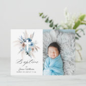 ウォーターカラーボホー花模様バプティスマ写真招待状 招待状 (スタンド正面)