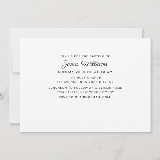 ウォーターカラーボホー花模様バプティスマ写真招待状 招待状 (裏面)