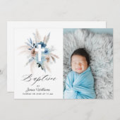 ウォーターカラーボホー花模様バプティスマ写真招待状 招待状 (正面/裏面)