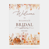 ウォーターカラーボホ秋パンプキンブライダルシャワーウェルカム アクリルサイン (正面)