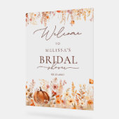 ウォーターカラーボホ秋パンプキンブライダルシャワーウェルカム アクリルサイン (傾斜)