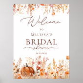 ウォーターカラーボホ秋パンプキンブライダルシャワーウェルカム ポスター (正面)