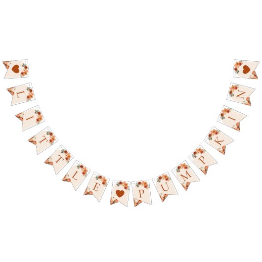 ウォーターカラーボホ秋リトルカボチャ秋フローラ バンティングフラッグ (全)