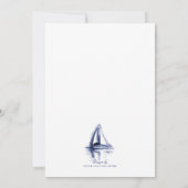 ウォーターカラーボートネイビーブルーブライダルシャワー招待状 招待状 (裏面)