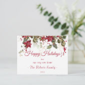 ウォーターカラーポインセチアニューホームクリスマスホリデー ポストカード (スタンド正面)