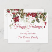 ウォーターカラーポインセチアニューホームクリスマスホリデー ポストカード (正面/裏面)