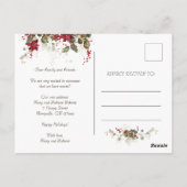 ウォーターカラーポインセチアニューホームクリスマスホリデー ポストカード (裏面)