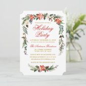 ウォーターカラーポインセチア金ゴールドレッドホリデーパーティー 招待状 (スタンド正面)