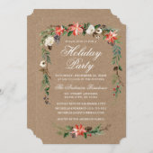ウォーターカラーポインセティアクラフトホリデーパーティー 招待状 (正面/裏面)