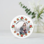 ウォーターカラーポインセティアサークルホリデーカード シーズンカード (スタンド正面)