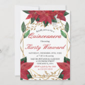 ウォーターカラーポインセティアフローラクリスマスキンセアニェラ 招待状 (正面)