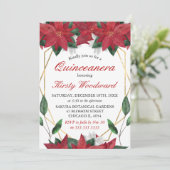 ウォーターカラーポインセティアフローラクリスマスキンセアニェラ 招待状 (スタンド正面)