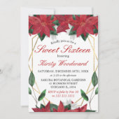 ウォーターカラーポインセティアフローラクリスマススイート16 招待状 (正面)