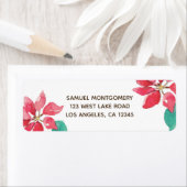 ウォーターカラーポインセティアホリデイ差出人住所ラベル ラベル (インサイチュ)