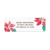 ウォーターカラーポインセティアホリデイ差出人住所ラベル ラベル (正面)