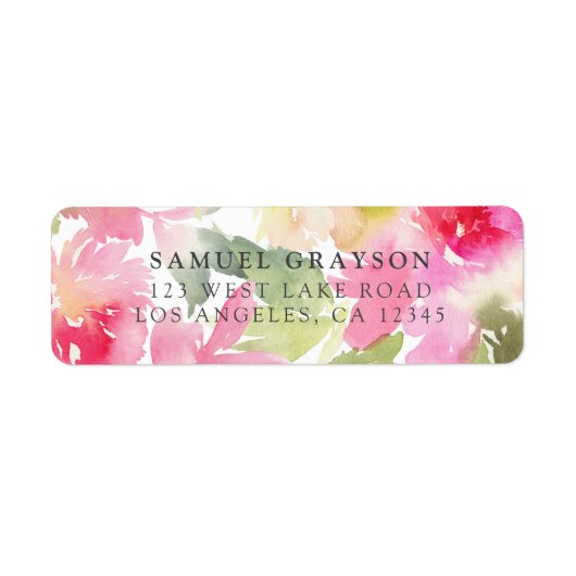 ウォーターカラーポインセティアホリデイ差出人住所ラベル ラベル (正面)