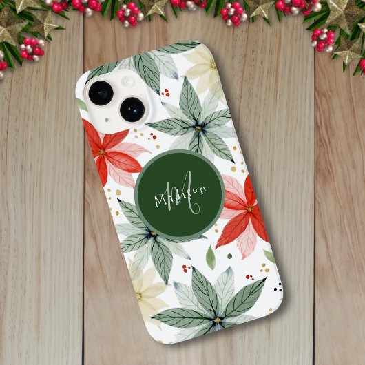 ウォーターカラーポインセティアホリデイ Case-Mate iPhoneケース