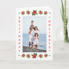 ウォーターカラーポインセティア – バーティカルホリデー折り畳みカード シーズンカード