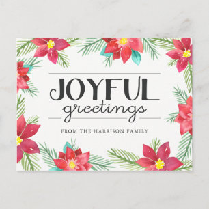 ウォーターカラーポイントセティアスホリデイポストカード シーズンポストカード