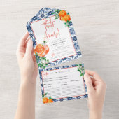 ウォーターカラーポジターノアペロルスピリッツレシピカード オールインワン招待状 (貼ってはがせる)