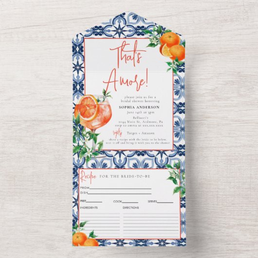 ウォーターカラーポジターノアペロルスピリッツレシピカード オールインワン招待状 (内側)