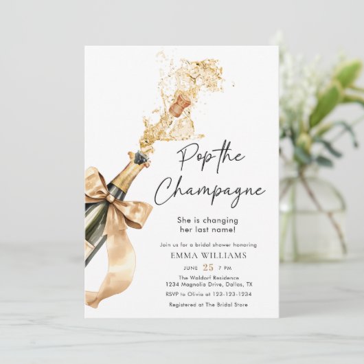 ウォーターカラーポップ・アートのザシャンパンブライダルシャワー 招待状 (スタンド正面)