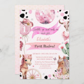 ウォーターカラーポニーフローラロデオ水玉模様誕生日 招待状 (正面/裏面)