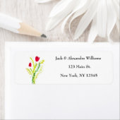 ウォーターカラーポピズレッドシックフローラ差出人住所 ラベル (インサイチュ)