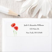 ウォーターカラーポピズレッドシックフローラ差出人住所 ラベル (インサイチュ)