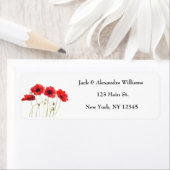 ウォーターカラーポピズレッドシックフローラ差出人住所 ラベル (インサイチュ)