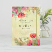 ウォーターカラーポピー春の結婚式招待状 招待状 (スタンド正面)